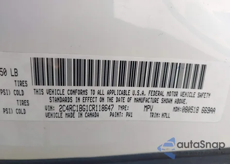 2012 Chrysler Town & Country Touring из США, поврежденный, VIN 2C4RC1BG1CR118647